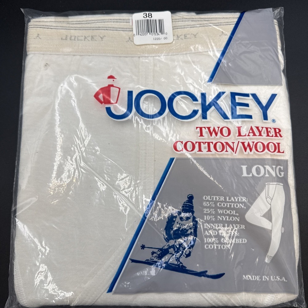 Vtg 1987 Jockey Long Underwear, Long Johns 38 Sealed Wool Cotton Nylon Blend